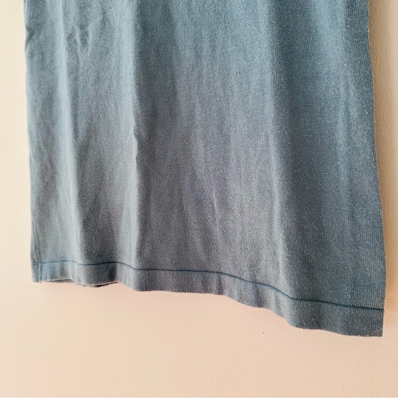 Carmen Marc Valvo Sheer Stripe Dusty Blue Tee Size Small - Picture 3 of 6